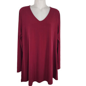 Susan Graver Modern Essentials Regular Liquid Knit Tunic Top Deep Raspberry M